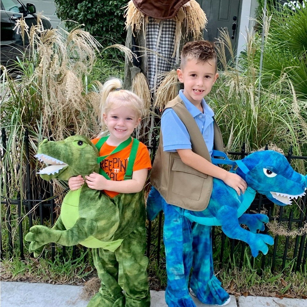Kids plush dinosaur Halloween costume – GREEN